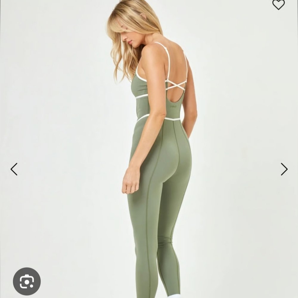 L*Space Olive Green‎ & Cream Ace Jumpsuit Medium - Picture 2 of 11
